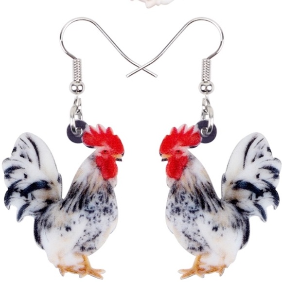 Jewelry - Rooster Chicken Farm Acrylic Earrings